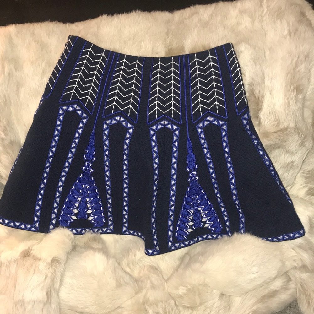BCBG Blue Mini Skirt Eiffel Tower